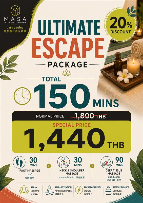 Ultimate Escape package — 150 min, 1,440 THB